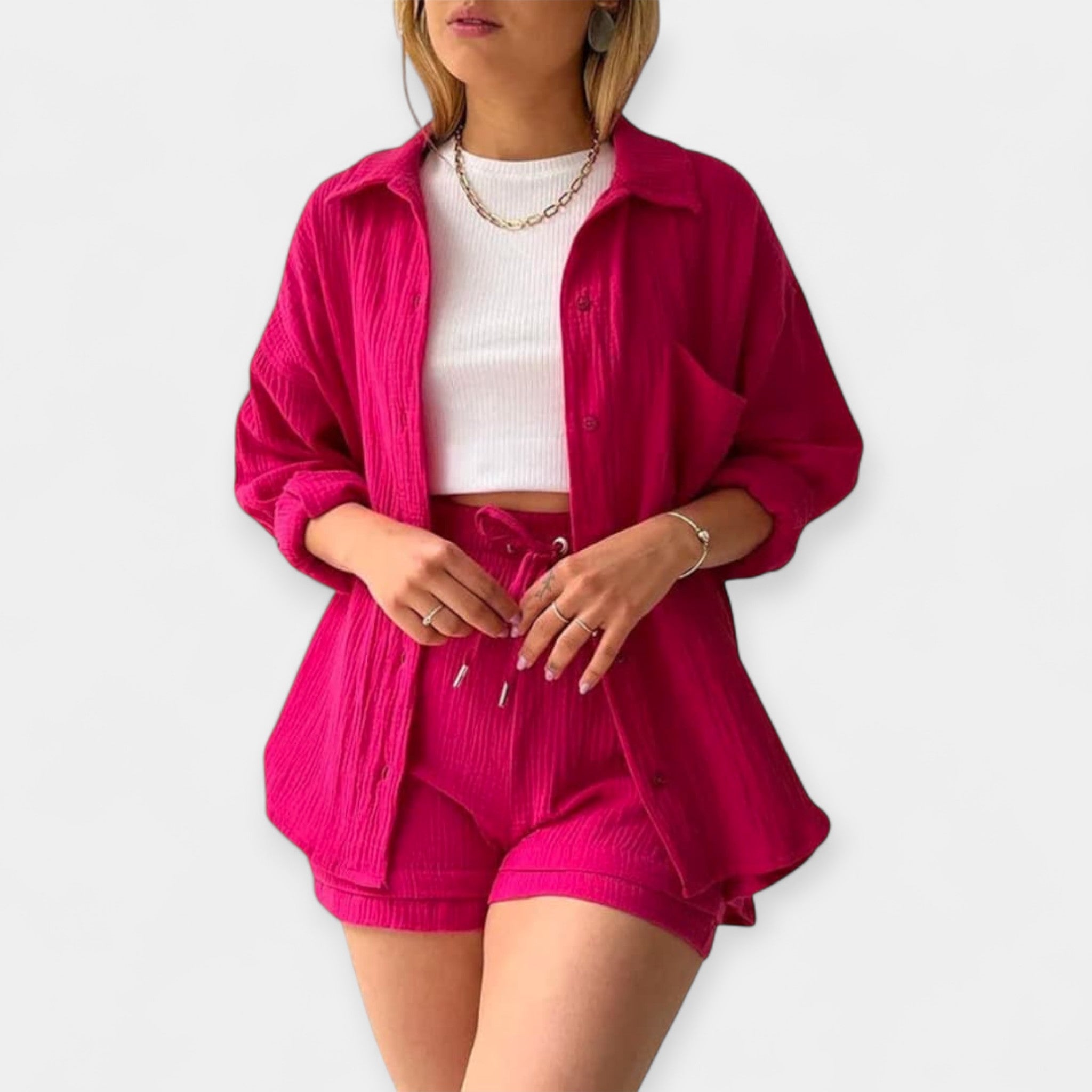 Dual Color Summer Outfit - Top and Shorts