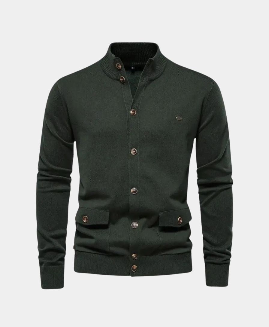 Knitted Cotton Sweater with High Collar - Rowan