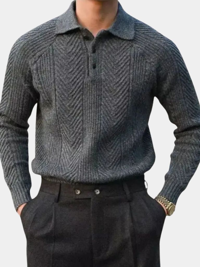 Long Sleeve Polo Sweater - Rowan