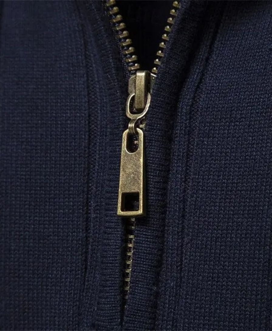 Cotton Pullover with Vertical Stripes and Half-Zip - Rowan