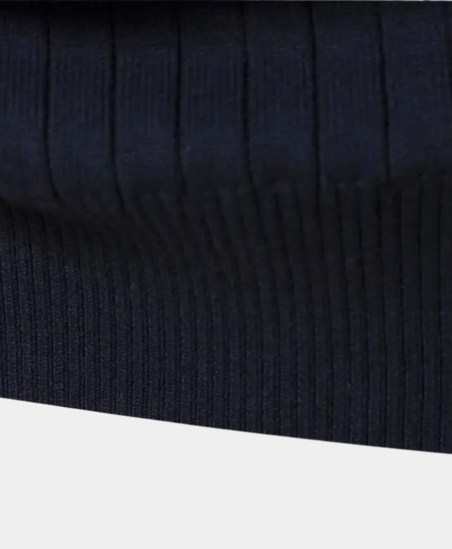 Cotton Pullover with Vertical Stripes and Half-Zip - Rowan