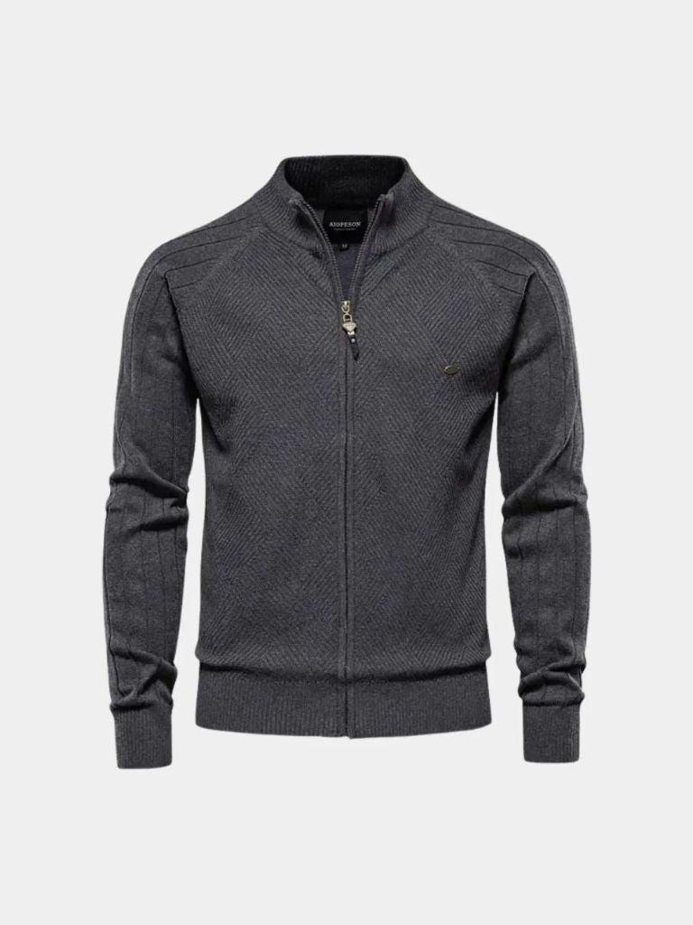 Simple Jacquard Zip Sweater - Rowan