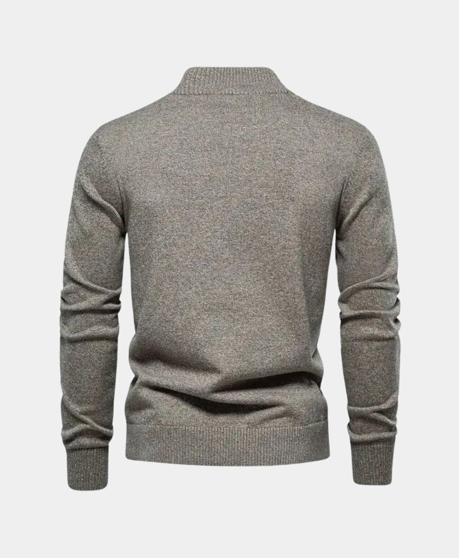 Knitted Cotton Sweater with High Collar - Rowan