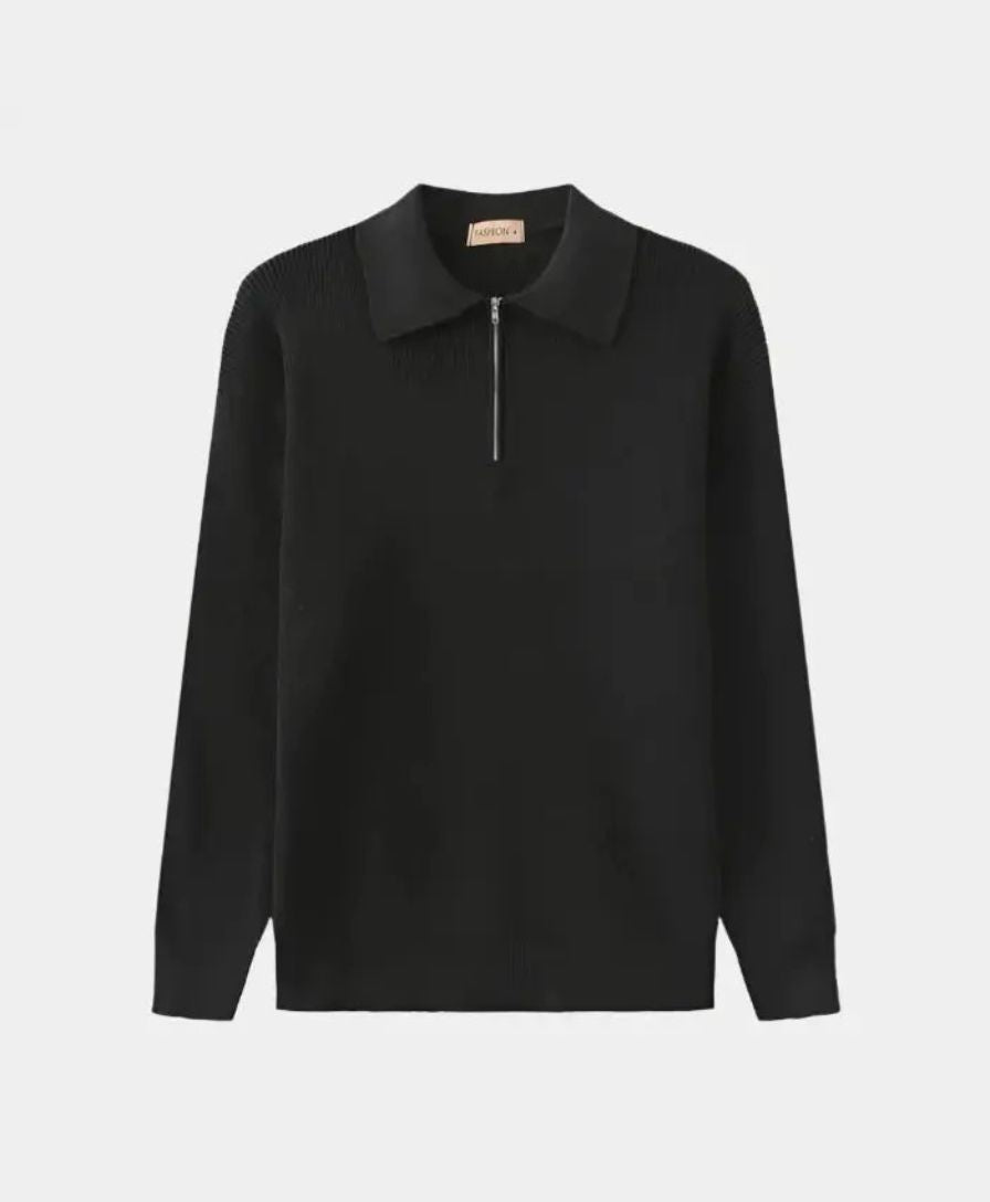 Essential Sweater with Zipped Polo - Rowan