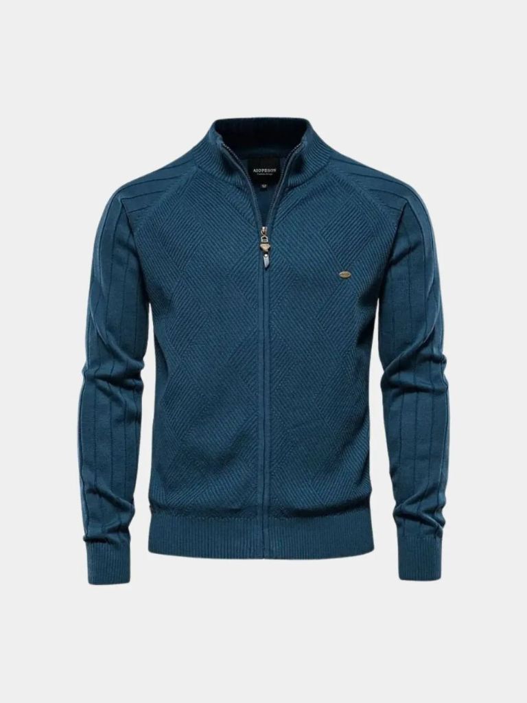Simple Jacquard Zip Sweater - Rowan