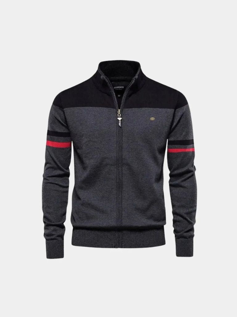 Zipped Cardigan with High Collar - Rowan
