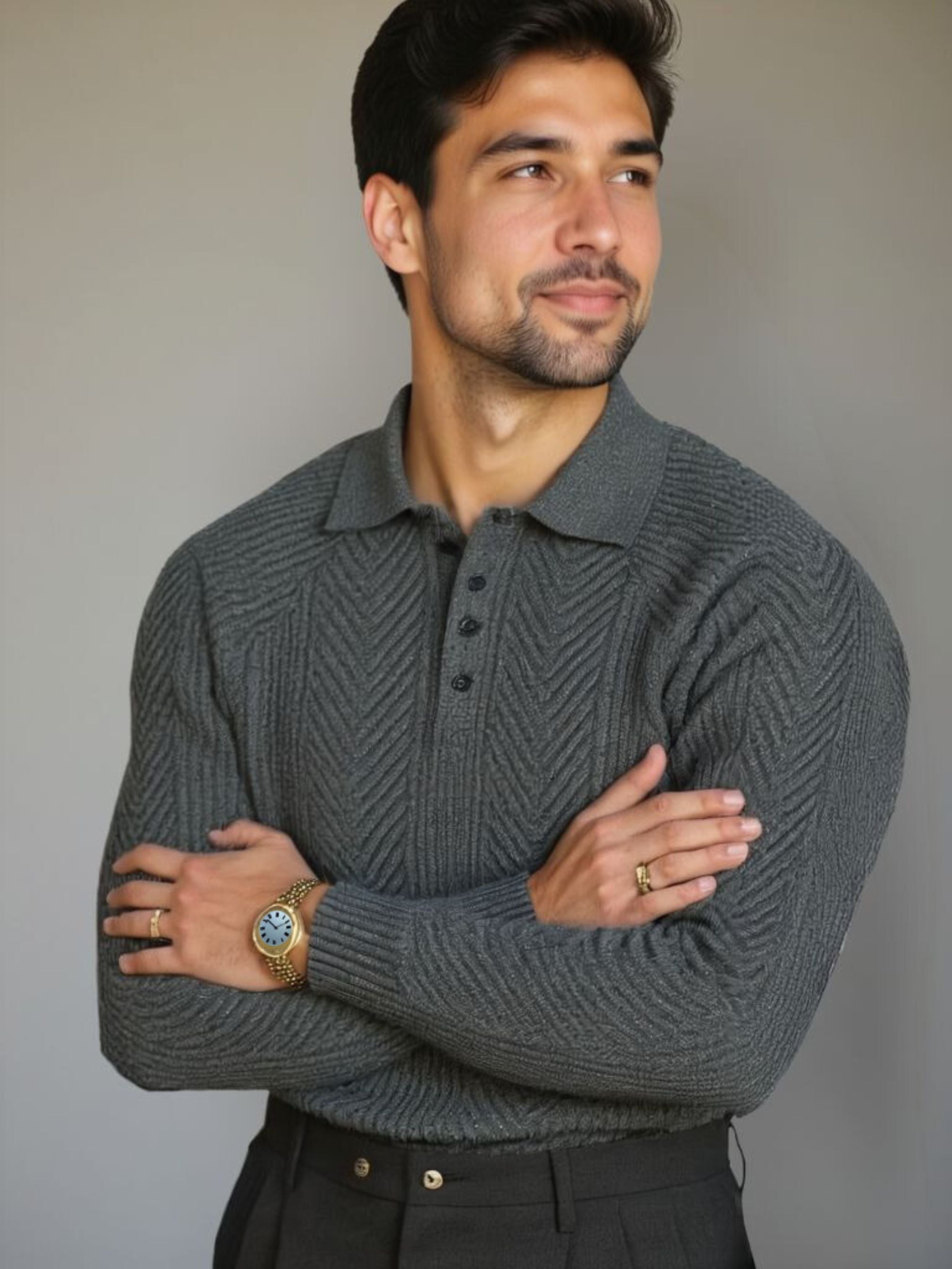 Long Sleeve Polo Sweater - Rowan