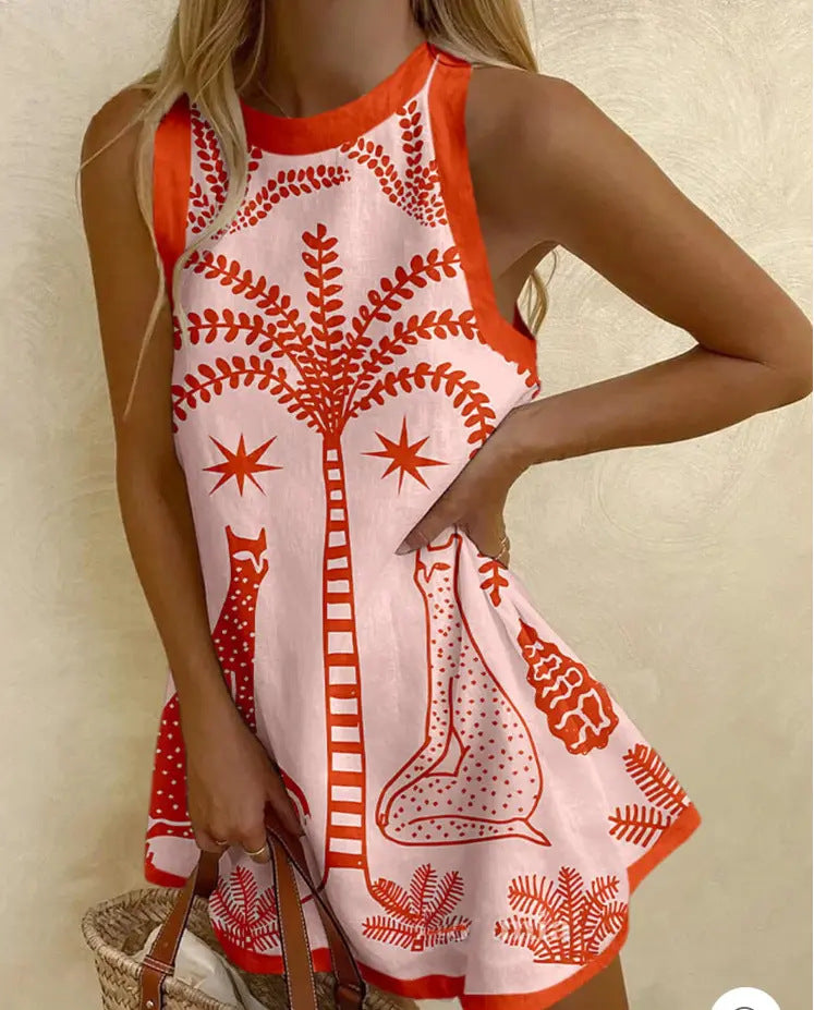 Vera | Mini Dress with Tropical Palms