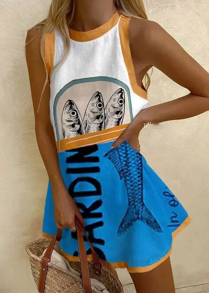 Giorgia | Mini Dress with Blue Print