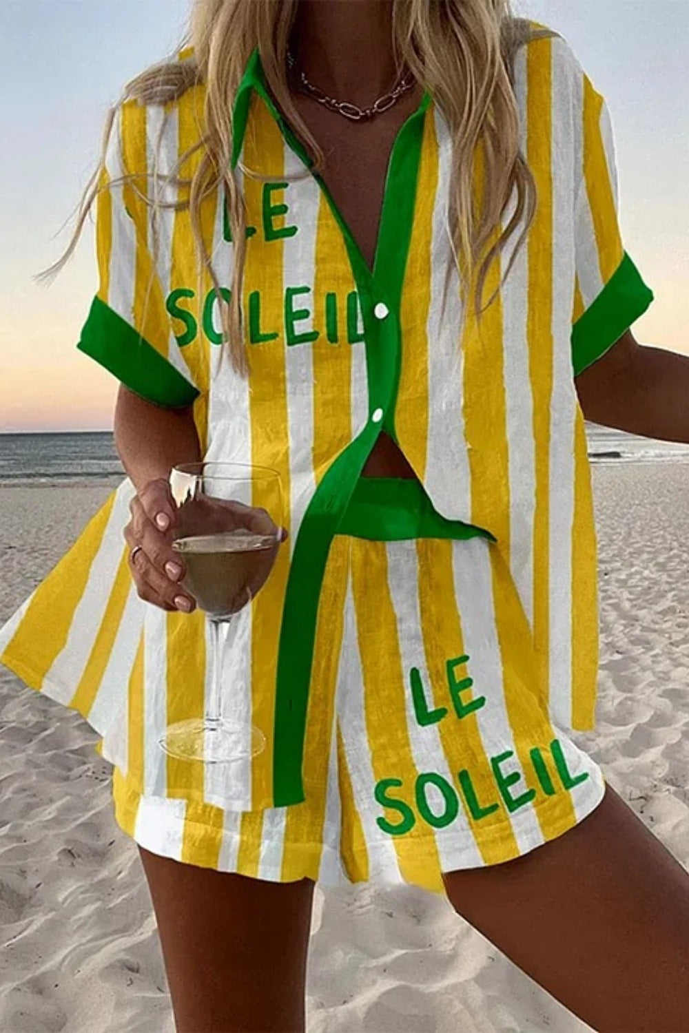 Halora | Short Set in Yellow Stripes