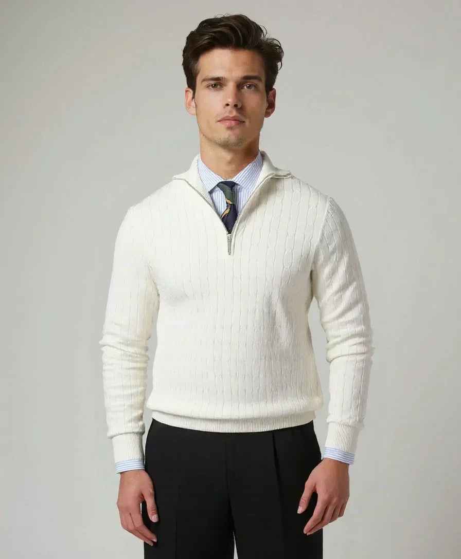 Zip-up Sweater with Knitted Pattern - Rowan