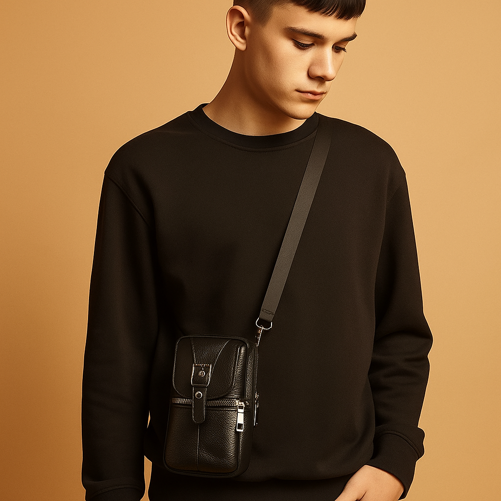 Anti-theft leather crossbody bag | Naomi