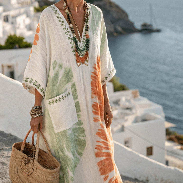 "Vivienne" Caftan Dress β Poetic Watercolor