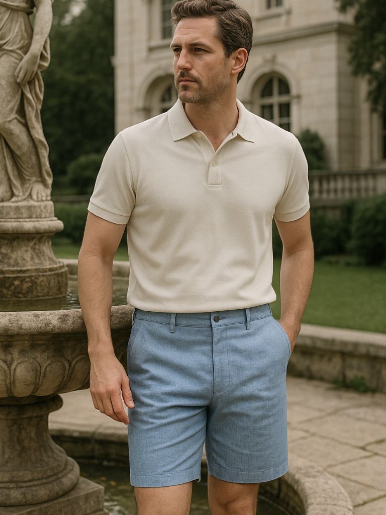 Horizon Blue Linen Shorts - Rowan