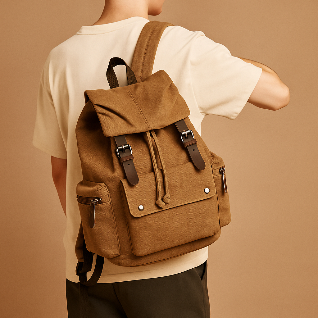 Canvas travel backpack with laptop sleeve | Lucas