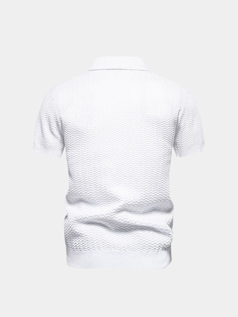 Classic Fitted Polo with Zip Collar and Short Sleeves - Rowan