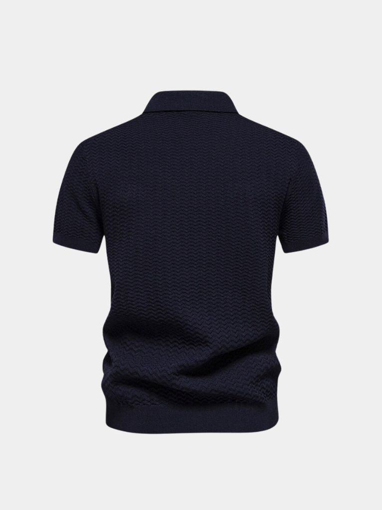 Classic Fitted Polo with Zip Collar and Short Sleeves - Rowan