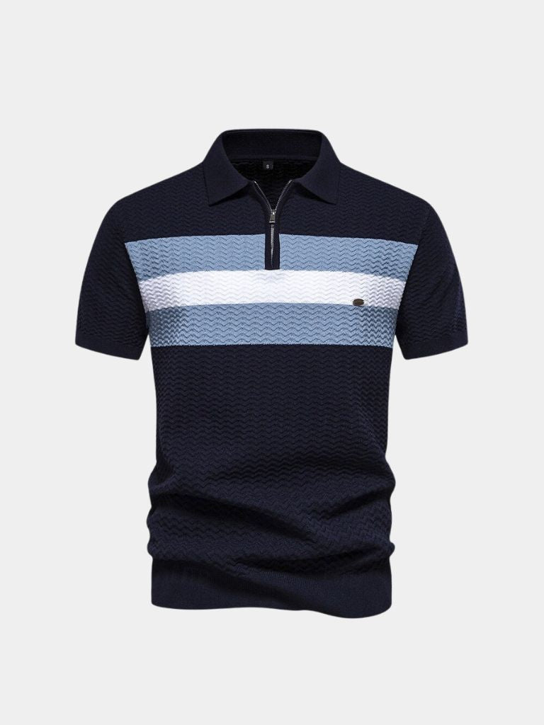 Classic Fitted Polo with Zip Collar and Short Sleeves - Rowan
