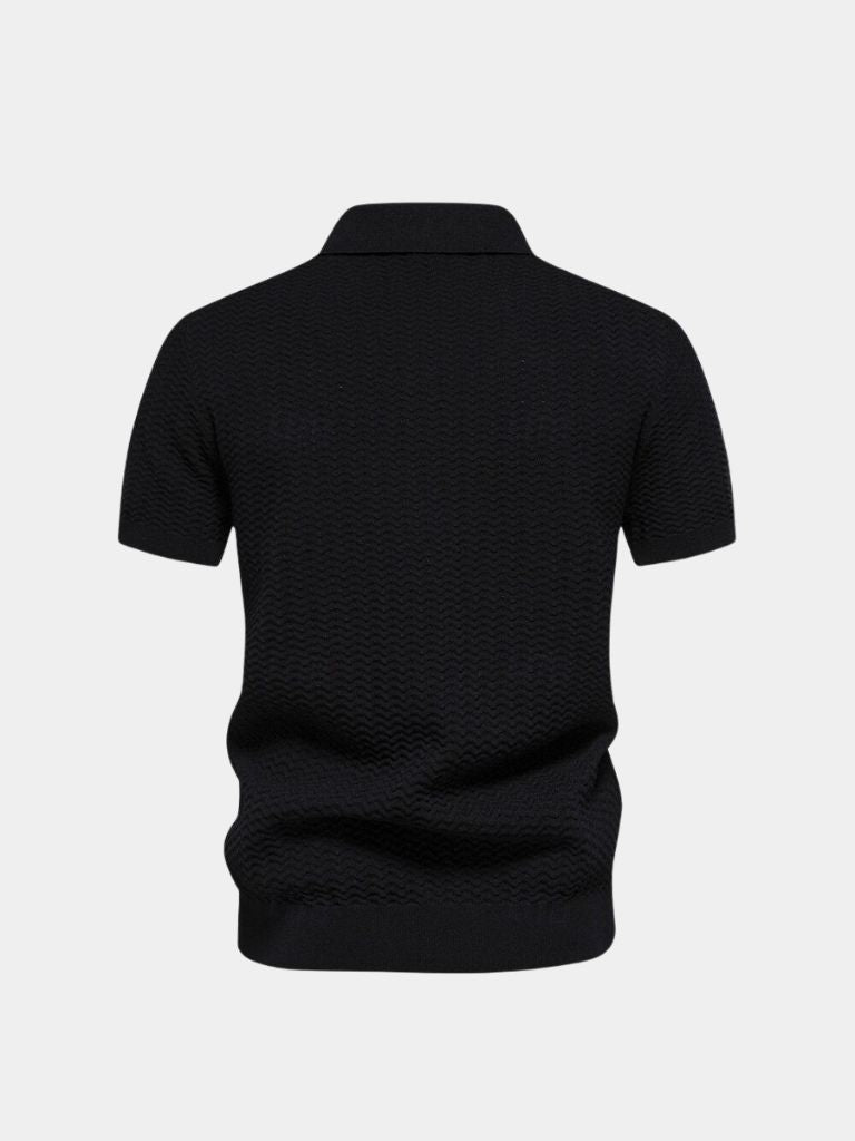 Classic Fitted Polo with Zip Collar and Short Sleeves - Rowan