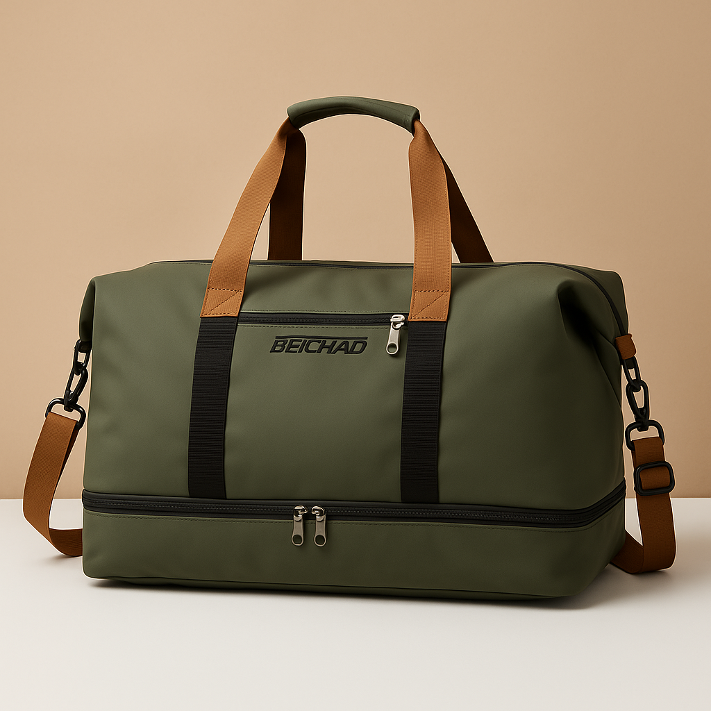 Water-resistant commuter duffle bag with shoe compartment | Isla