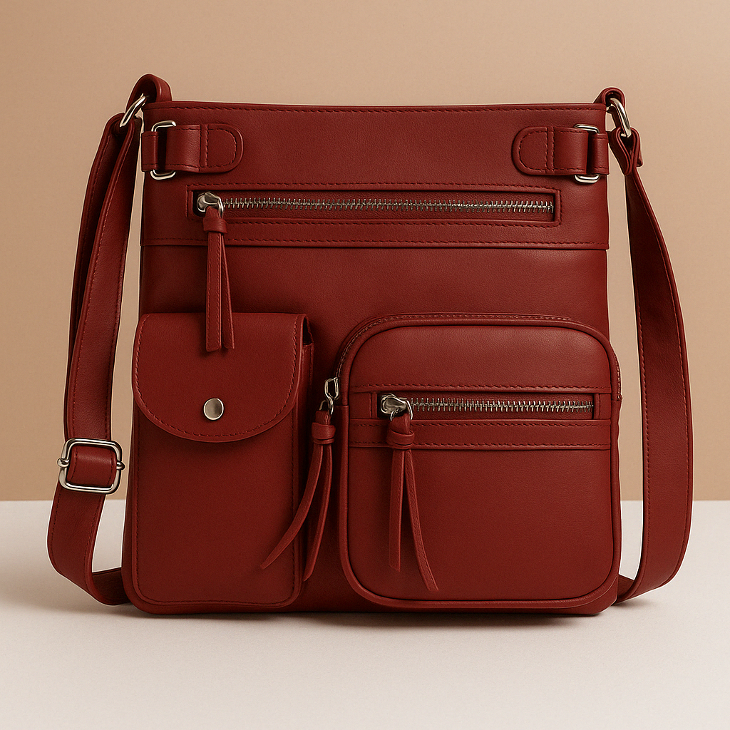Convertible anti-theft leather shoulder bag with pockets | Brielle