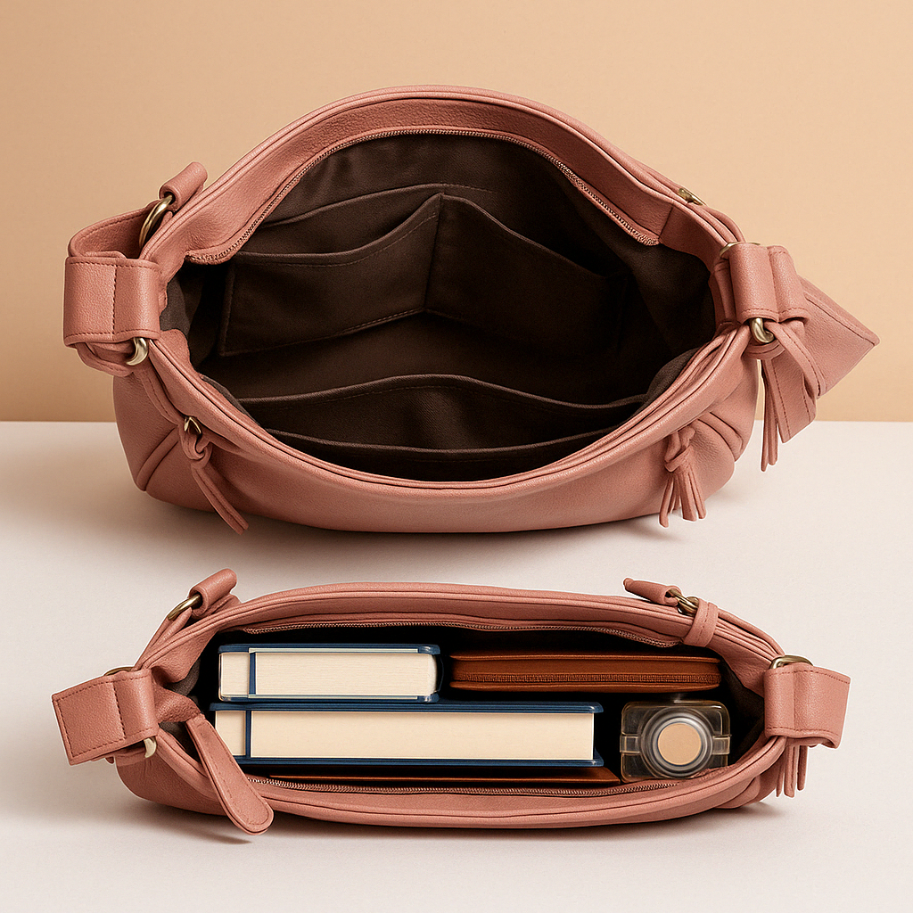 Convertible anti-theft leather shoulder bag with pockets | Brielle