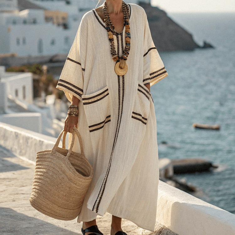 Loose "Céleste" Dress with Bohemian Details