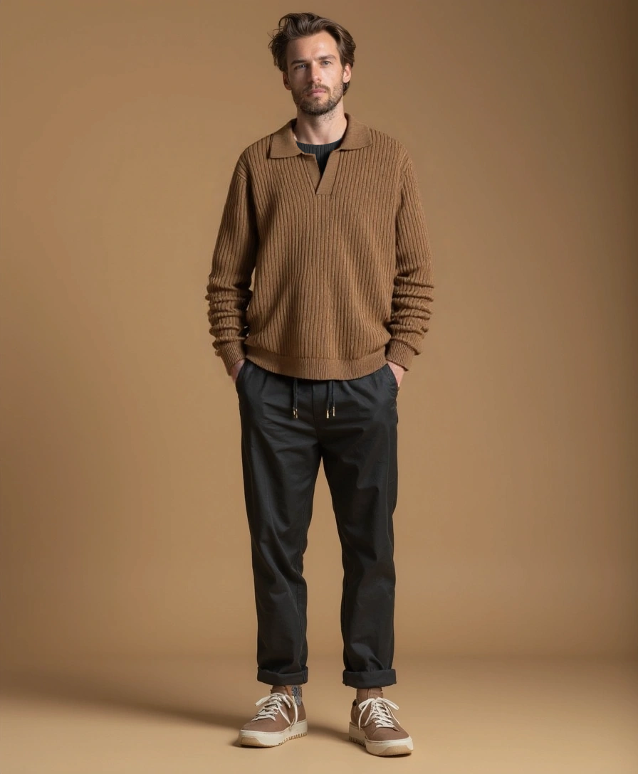 Polyester Sweater with V-Neck - Rowan