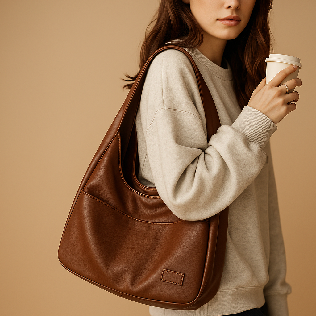 Elegant leather shoulder bag with compartments | Clara