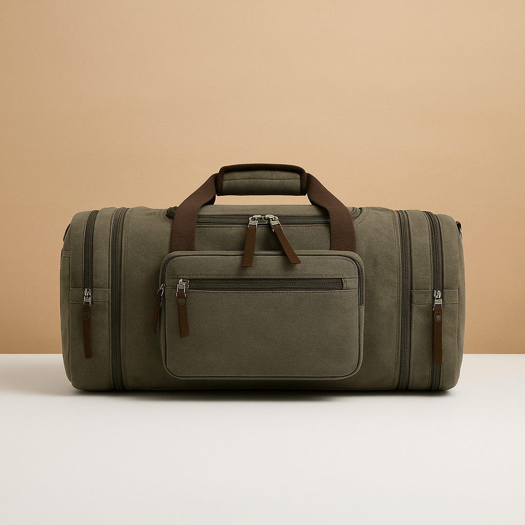 Expandable cotton duffle bag with compartments | Patrick