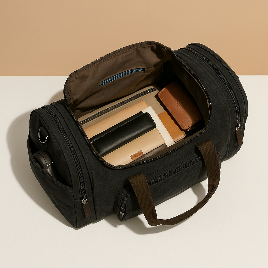 Expandable cotton duffle bag with compartments | Patrick