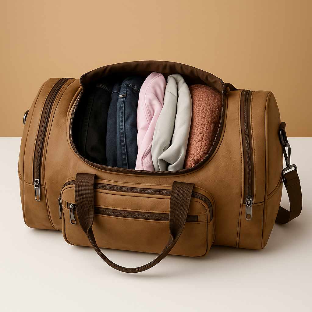 Expandable cotton duffle bag with compartments | Patrick