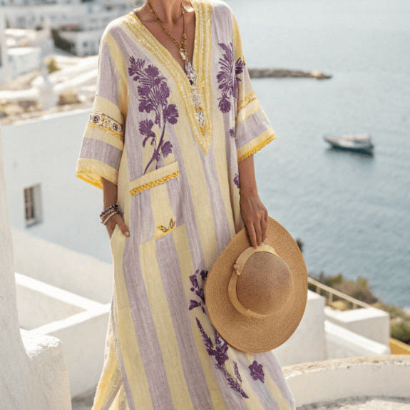 Caftan Dress "Mireille" β Bouquet of Provence