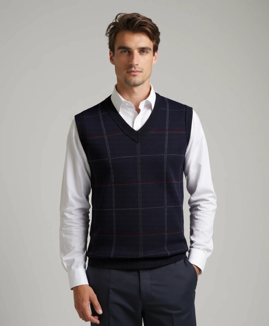 Kinit Plaid Academic Vest - Rowan