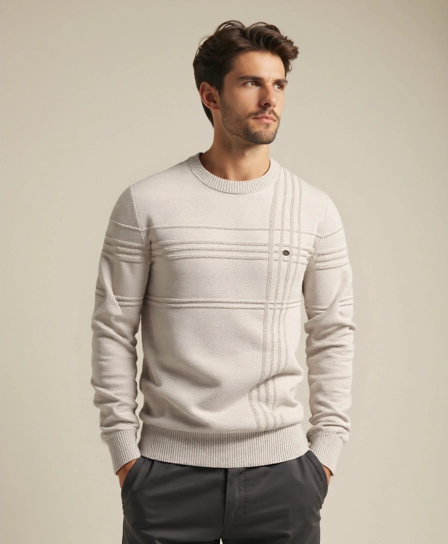 Knitted Striped Cotton Sweater - Rowan