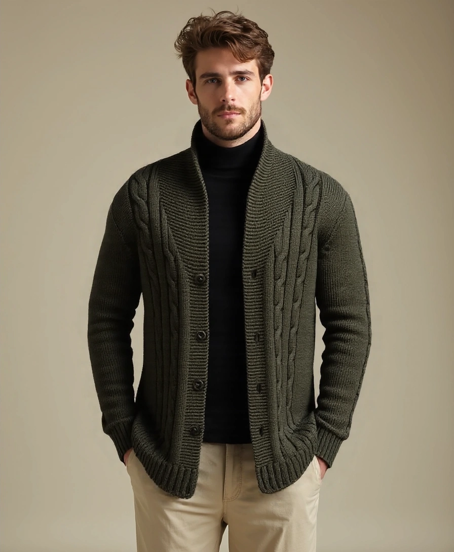Elegant Knitted Cardigan for Men - Rowan