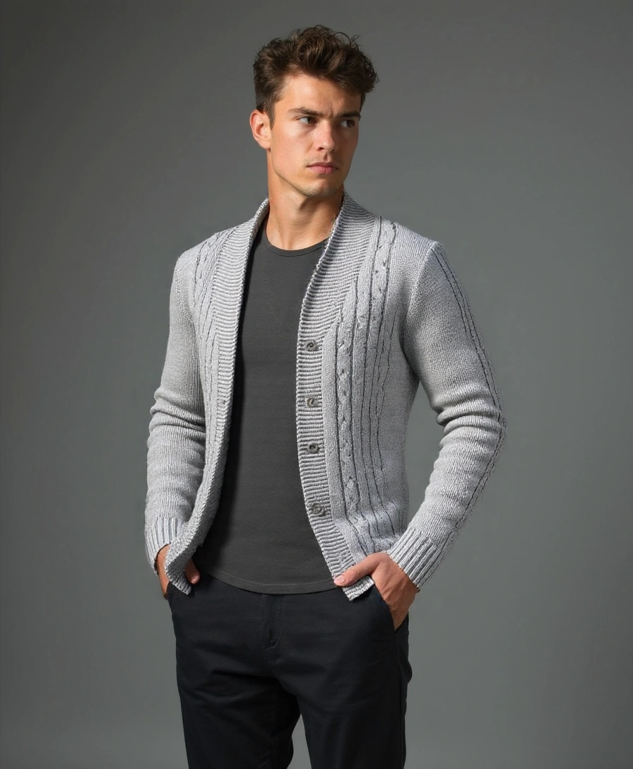 Elegant Knitted Cardigan for Men - Rowan