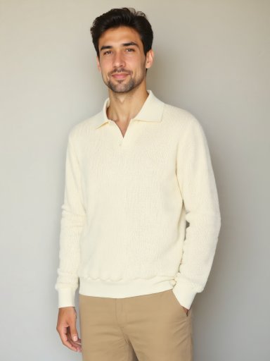 Men's V-Neck Polo Sweater - Rowan