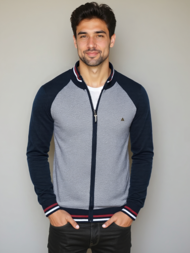 High-Zip Color Block Cardigan - Rowan