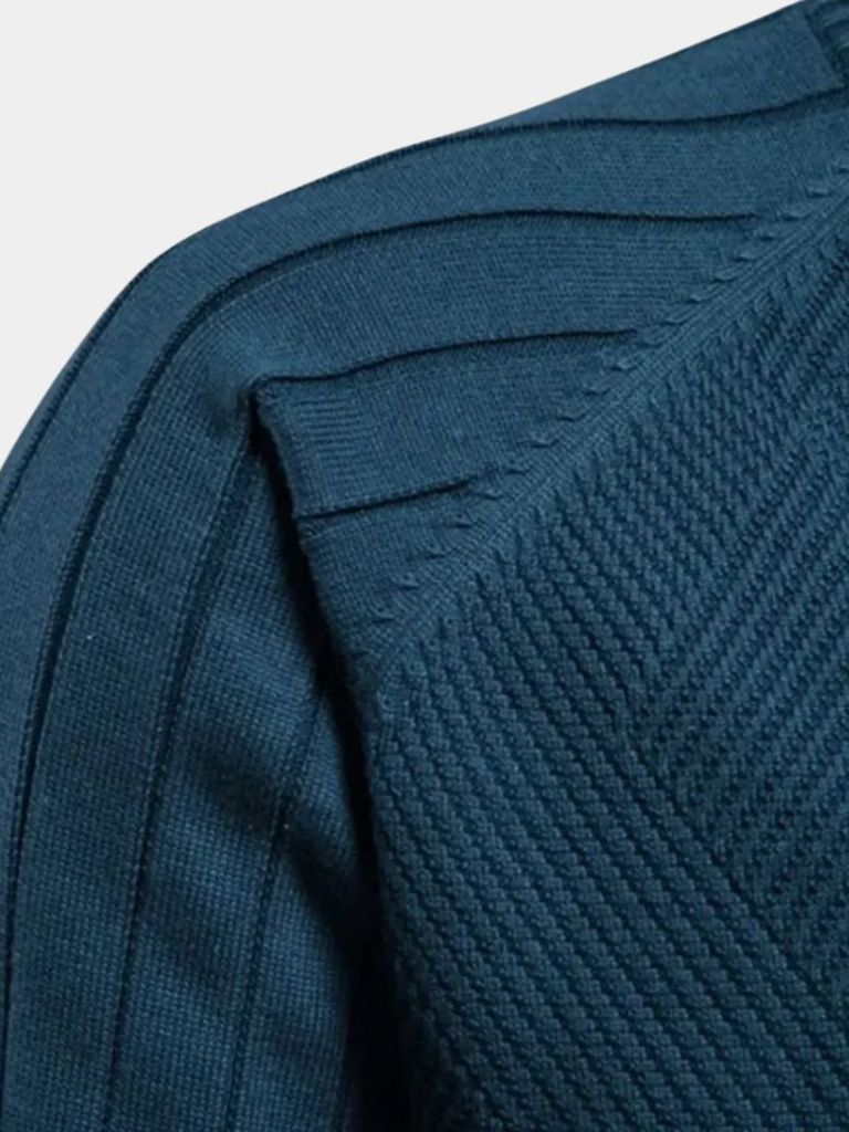 Solid Color Zippered Knit Jacquard Cardigan - Rowan