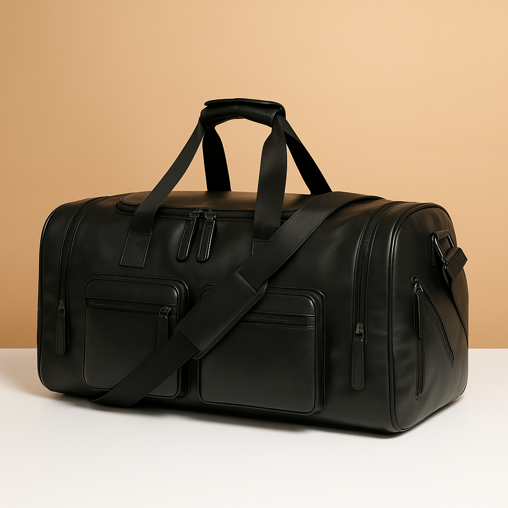 Leather travel duffle bag with compartments | Ethan