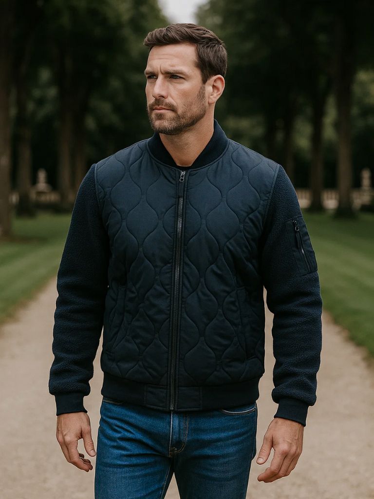 Rowan Padded Sherpa Sleeve Bomber Jacket