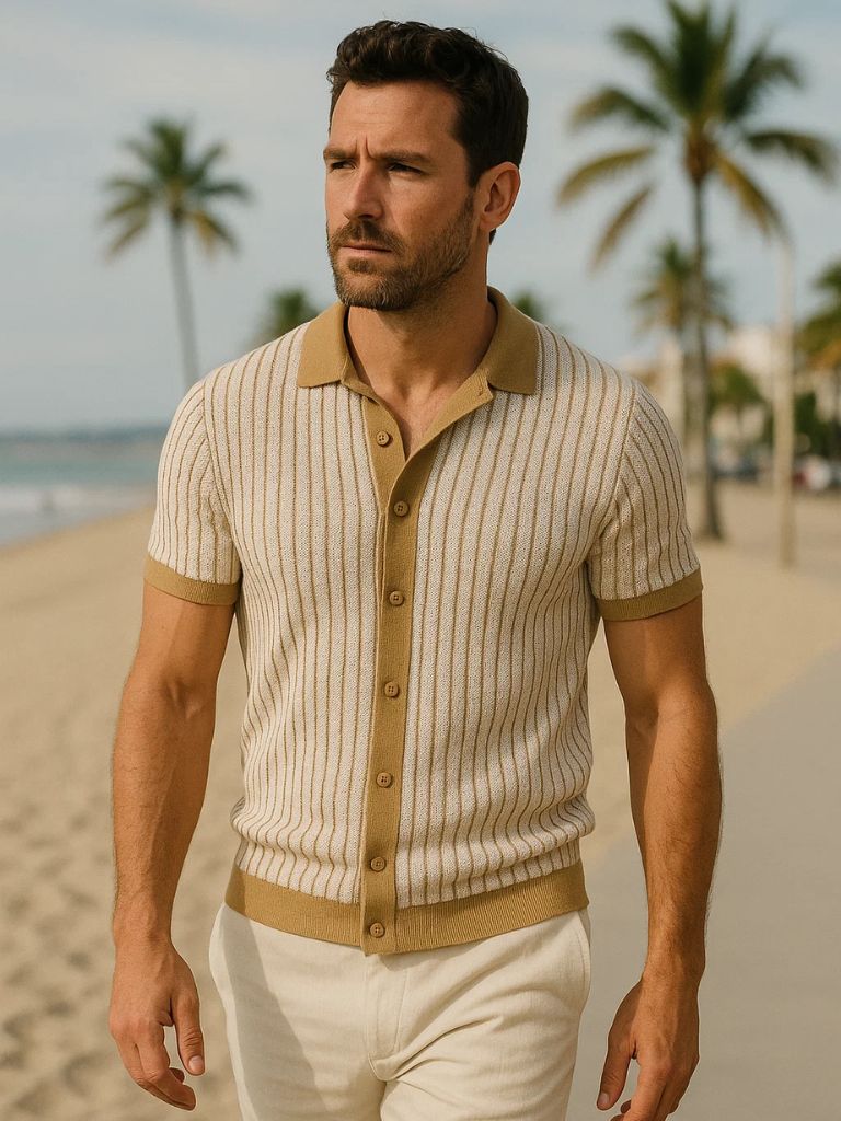 Striped Knit Polo - Rowan