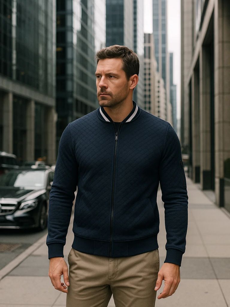 Rowan Casual Textured Bomber Jacket