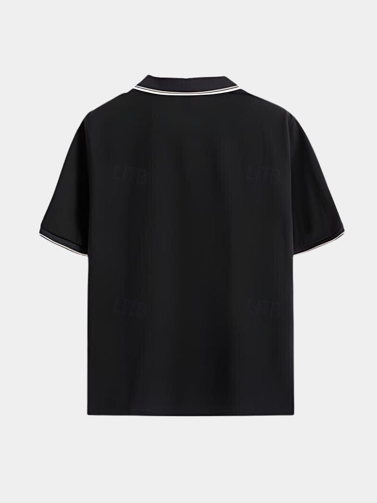 Timeless Black V-Neck Polo - Rowan