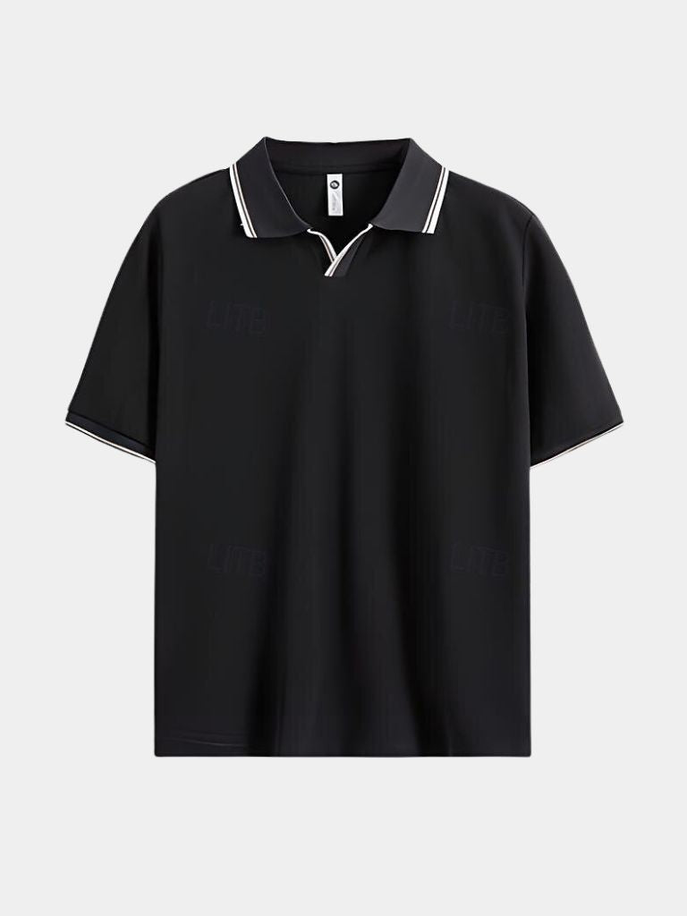 Timeless Black V-Neck Polo - Rowan