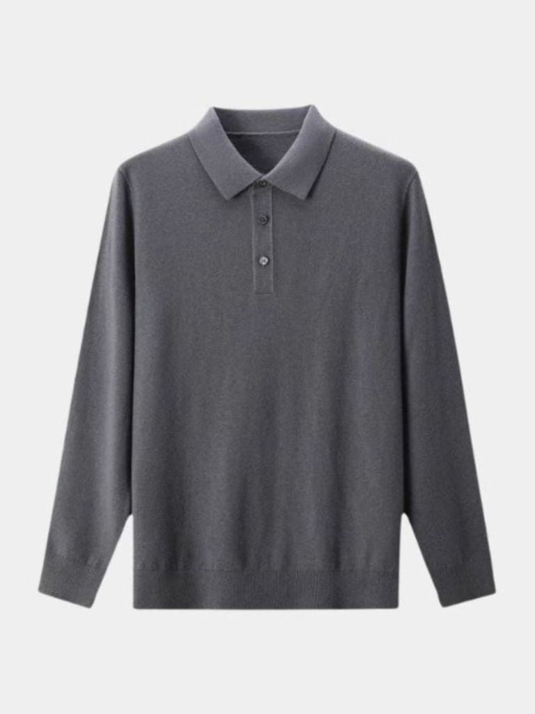 Buttoned Knit Wool Polo Sweater - Rowan