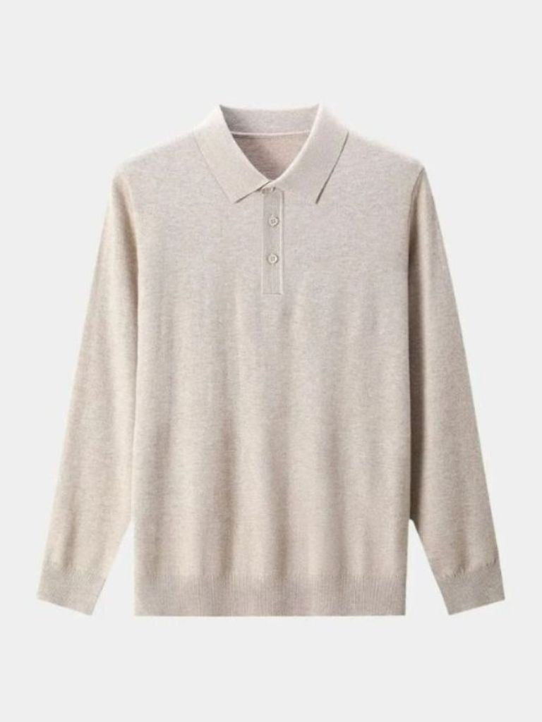 Buttoned Knit Wool Polo Sweater - Rowan