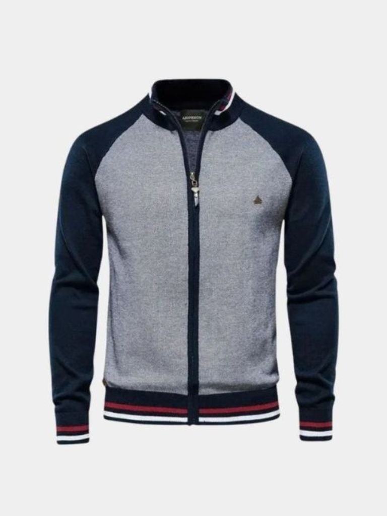 Vibrant High-Neck Wool Cardigan with Zipper - Rowan