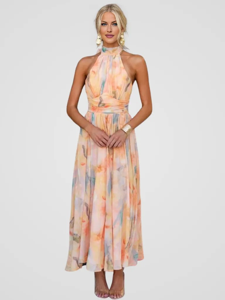 PEACH FLOWER DRESS